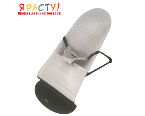 Детский шезлонг BabyBjorn Balance COTTON серый в клетку 